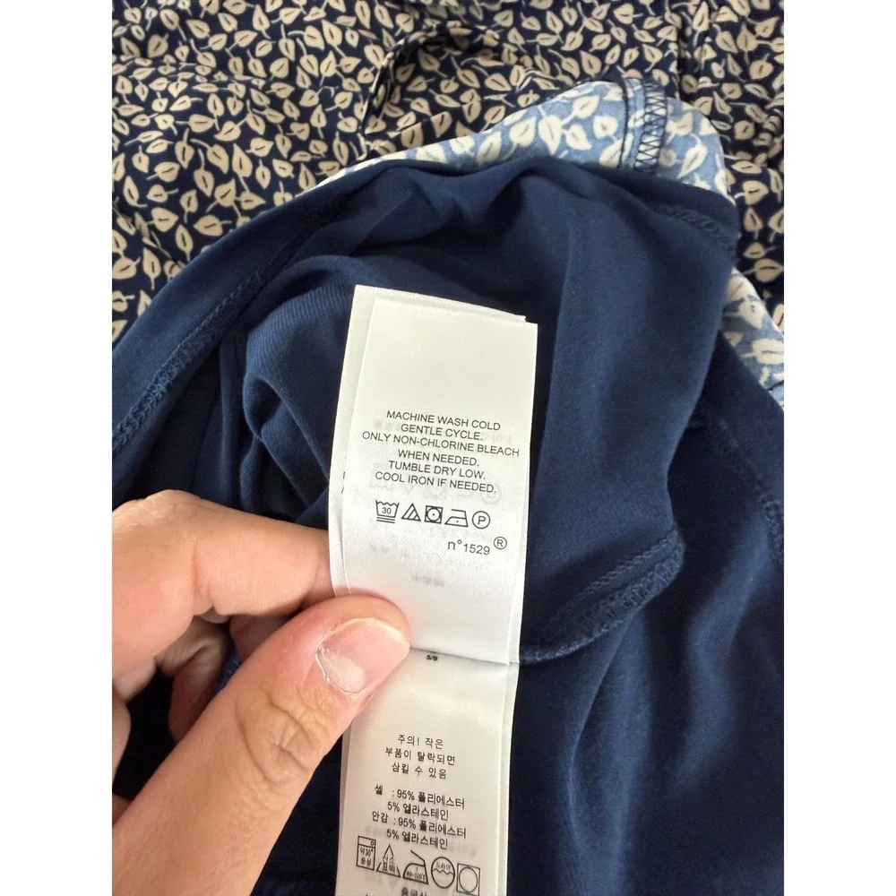 Ralph Lauren Size 4 Black Label Floral Tropical Knee Length Sheath Navy Gray Zip